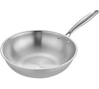 LYFHJD Wok Bottom Kitchen 304 Stainless Steel Fume- Frying Pan Uncoated Pan General Purpose Induction Cooker(32cm)