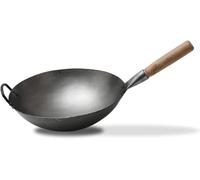 LYFHJD Wok Pan Cast Iron Chinese Stir-Fry Pan with Excellent Heat Distribution for Quick and Even Cooking Cooking Rounded Bottom Wok Uncoated(36cm)