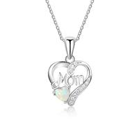 LYFHJD Women Necklaces Pendants with Heart Shape Opal Stone Best Jewelry Gift For Mom Mother