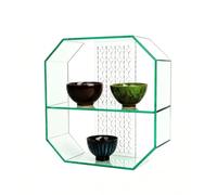 LYFHYSDSP Expositor de Tazas de Acrílico con Rejilla Abierta, Soporte Octogonal de Dos Pisos para Tazas de Escritorio, Impermeable Fácil Limpieza para Colección de Encimera Cocina(Green)