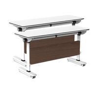 LYFHYSDSP Mesas Plegables Modulares para Conferencia y Capacitación, Pack de 2 Unidades, Carga 220kg, Ahorro de Espacio, Ruedas 360° Silenciosas con Cierre para Oficina Aula(Brown,160x60cm/63x24in)