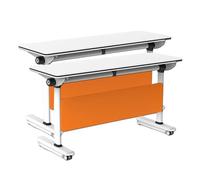 LYFHYSDSP Mesas Plegables Modulares para Conferencia y Capacitación, Pack de 2 Unidades, Carga 220kg, Ahorro de Espacio, Ruedas 360° Silenciosas con Cierre para Oficina Aula(Orange,160x60cm/63x24in)