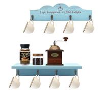 LYFJXX Soporte de pared para tazas de café, soporte de pared con 8 ganchos, 2 piezas de madera para tazas de café con signo de café, colgador de taza de té para bar, cocina, organizador de pantalla,