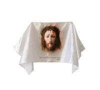 LYFOOHEART El velo de Santa Verónica para juego de iglesia, 3.3 x 1.3 pies, cara santa de Jesús, el velo de santo, tamaño real para decoración de uso diario para la Cuaresma de Pascua y Semana Santa,