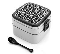 Lyfthologen Bento Box, lonchera gris de murciélagos de Halloween, cajas de almacenamiento de alimentos de 2 capas con asa