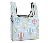 Lyfthologen Bolsa de compras plegable, cubierta con corazones rojos, reutilizable, bolsa de comestibles lavable para uso diario, bolsas de viaje, Globo de aire caliente colorido, Talla única