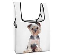 Lyfthologen Bolsa de compras plegable, divertida bolsa de comestibles reutilizable con calavera de esqueleto de rock and roll, bolsa de mano lavable para uso diario, bolsas de viaje, Yorkshire Terrier