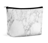 Lyfthologen Bolsa de cosméticos, bolsa de maquillaje con globo aerostático azul, bolsa de aseo portátil con cremallera para uso diario, viajes, Mármol claro, One Size