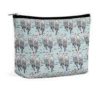 Lyfthologen Bolsa de cosméticos, bolsa de maquillaje Cool Yin Yang, bolsa de aseo portátil con cremallera para uso diario, viajes, Sea Otter in Love, One Size