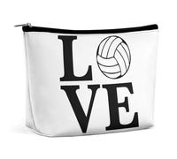 Lyfthologen Bolsa de cosméticos, bolsa de maquillaje de perro salchicha de Navidad, bolsa de aseo portátil con cremallera para uso diario, viajes, I Love Volleyball, One Size