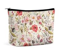 Lyfthologen Bolsa de cosméticos, bolsa de maquillaje de pollo colorido extraño, bolsa de aseo portátil con cremallera para uso diario, viajes, Flores de amapolas en acuarel, One Size