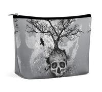 Lyfthologen Bolsa de cosméticos, bolsa de maquillaje de pollo colorido extraño, bolsa de aseo portátil con cremallera para uso diario, viajes, Árbol de calavera de terror, One Size