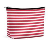Lyfthologen Bolsa de cosméticos, bolsa de maquillaje de pollo colorido extraño, bolsa de aseo portátil con cremallera para uso diario, viajes, Patrón de rayas blancas y rojas, One Size