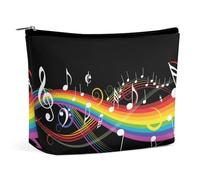 Lyfthologen Bolsa de cosméticos, bolsa de maquillaje de pollo colorido extraño, bolsa de aseo portátil con cremallera para uso diario, viajes, Nota musical de arco iris, One Size