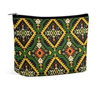 Lyfthologen Bolsa de cosméticos, bolsa de maquillaje verde para campo de fútbol, bolsa de aseo portátil con cremallera para uso diario, viajes, Nativo americano, One Size