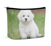 Lyfthologen Bolsa de cosméticos, divertida bolsa de maquillaje camaleón, bolsa de aseo portátil con cremallera para uso diario, viajes, Bichon Frise Dog, One Size