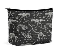 Lyfthologen Bolsa de cosméticos, divertida bolsa de maquillaje camaleón, bolsa de aseo portátil con cremallera para uso diario, viajes, Dinosaurio negro, One Size