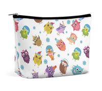 Lyfthologen Bolsa de cosméticos, divertida bolsa de maquillaje de calavera de esqueleto rock and roll, bolsa de aseo portátil con cremallera para uso diario, viajes, Patrón de búho, One Size