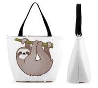 Lyfthologen Bolsa de mano con cremallera, bolsa de playa con huesos coloridos y patas, bolsa de hombro grande para uso diario, viajes, 111Cute Sloth, 28.5 x 18 x 32.5 cm