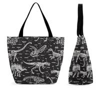 Lyfthologen Bolsa de mano con cremallera, bolsa de playa con purpurina negra y cielo estrellado, bolsa de hombro grande para uso diario, viajes, Dinosaurios jurásicos, 28.5 x 18 x 32.5 cm