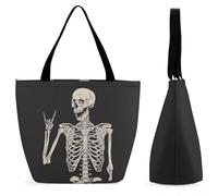 Lyfthologen Bolsa de mano con cremallera, bolsa de playa con signos de interrogación, bolsa de hombro grande para uso diario, viajes, calavera, 28.5 x 18 x 32.5 cm