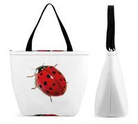 Lyfthologen Bolsa de mano con cremallera, bolsa de playa con signos de interrogación, bolsa de hombro grande para uso diario, viajes, Linda mariquita, 28.5 x 18 x 32.5 cm