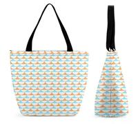 Lyfthologen Bolsa de mano con cremallera, bolsa de playa de dinosaurio blanco y negro, bolsa de hombro grande para uso diario, viajes, Ondas, naranja, azul, 28.5 x 18 x 32.5 cm