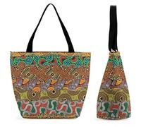 Lyfthologen Bolsa de mano con cremallera, bolsa de playa de dinosaurio blanco y negro, bolsa de hombro grande para uso diario, viajes, Estampado de retazos africanos, 28.5 x 18 x 32.5 cm