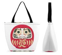 Lyfthologen Bolsa de mano con cremallera, bolsa de playa para educación matemática lineal, bolsa de hombro grande para uso diario, viajes, Fortune Daruma, 28.5 x 18 x 32.5 cm