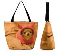 Lyfthologen Bolsa de mano con cremallera, bolsa de playa para educación matemática lineal, bolsa de hombro grande para uso diario, viajes, Chihuahua deprimido, 28.5 x 18 x 32.5 cm