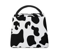 Lyfthologen Bolsa refrigeradora, bolsa de almuerzo con estampado de vaca negra, bolsa de almuerzo aislada para el trabajo, camping, viajes