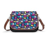 Lyfthologen Bolso bandolera de cuero con rayas blancas y negras, para viajes, trabajo, uso diario, Funky Cats, Talla única