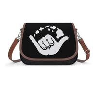 Lyfthologen Bolso bandolera de piel con diseño de gato de la suerte, para viajes, trabajo, uso diario, Aloha Hand Hawaii, Talla única