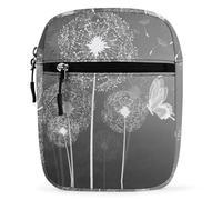 Lyfthologen Bolso de hombro, bolso cruzado de dinosaurio blanco y negro, multiuso, pequeño bolso para el trabajo, negocios, viajes, Mariposa blanca y diente de león, Talla única