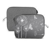 Lyfthologen Funda para portátil de 35.6 cm, diseño de mariposa blanca y diente de león con copo de nieve