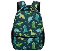 Lyfthologen Mochila casual de tela Oxford duradera, bonita mochila de gato, bolsa universitaria para niños, niñas, viajes, deportes, Fondo azul con dinosaurios, One Size