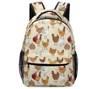 Lyfthologen Mochila casual de tela Oxford duradera, mochila de dinosaurio blanco y negro, bolsa universitaria para niños, niñas, viajes, deportes, Una cría de pollos, One Size