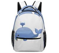 Lyfthologen Mochila casual de tela Oxford duradera, mochila de globo aerostático azul, bolsa universitaria para niños, niñas, viajes, deportes, Faro de ballena de dibujos animados, One Size