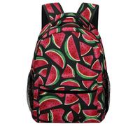 Lyfthologen Mochila casual de tela Oxford duradera, mochila de lunares negros, bolsa universitaria para niños, niñas, viajes, deportes, Sandía roja, One Size