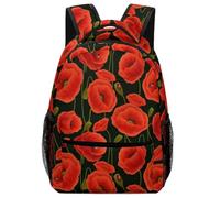 Lyfthologen Mochila casual de tela Oxford duradera, mochila de orca de orcas, bolsa universitaria para niños, niñas, viajes, deportes, Flor de amapola roja, One Size