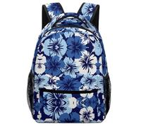 Lyfthologen Mochila casual de tela Oxford duradera, mochila de rayas negras, bolsa universitaria para niños, niñas, viajes, deportes, Flor de hibisco azul, One Size
