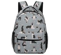 Lyfthologen Mochila casual de tela Oxford duradera, mochila de rosa roja y negra, bolsa universitaria para niños, niñas, viajes, deportes, Boston Terrier Dog, One Size