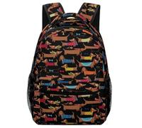 Lyfthologen Mochila casual de tela Oxford duradera, mochila de rosa roja y negra, bolsa universitaria para niños, niñas, viajes, deportes, I Love My Dog Dachshunds, One Size