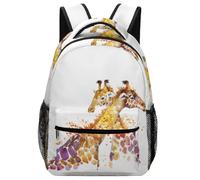 Lyfthologen Mochila casual de tela Oxford duradera, mochila de rosa roja y negra, bolsa universitaria para niños, niñas, viajes, deportes, Jirafas de acuarela, One Size
