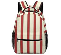 Lyfthologen Mochila casual de tela Oxford duradera, mochila de voleibol, bolsa universitaria para niños, niñas, viajes, deportes, Rayas rojas y crema, One Size