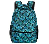 Lyfthologen Mochila casual de tela Oxford duradera, mochila Yin Yang, bolsa universitaria para niños, niñas, viajes, deportes, Escamas de aguamarina, One Size