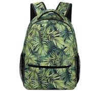 Lyfthologen Mochila casual de tela Oxford duradera, piel de leopardo, color oro rosa, bolsa universitaria para niños, niñas, viajes, deportes, Hojas de plantas tropicales, One Size