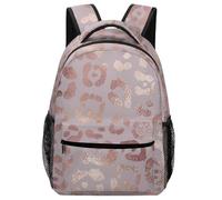 Lyfthologen Mochila casual de tela Oxford duradera, piel de leopardo, color oro rosa, bolsa universitaria para niños, niñas, viajes, deportes, Piel de leopardo, oro rosa, One Size