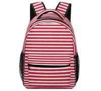 Lyfthologen Mochila casual de tela Oxford duradera, piel de leopardo, color oro rosa, bolsa universitaria para niños, niñas, viajes, deportes, Patrón de rayas blancas y rojas, One Size