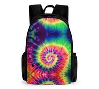 Lyfthologen Mochila de día, bonita mochila de dinosaurios de anime, mochila con bolsillos para senderismo, camping, viajes, Colorido teñido anudado brillante, 42x30.5cm